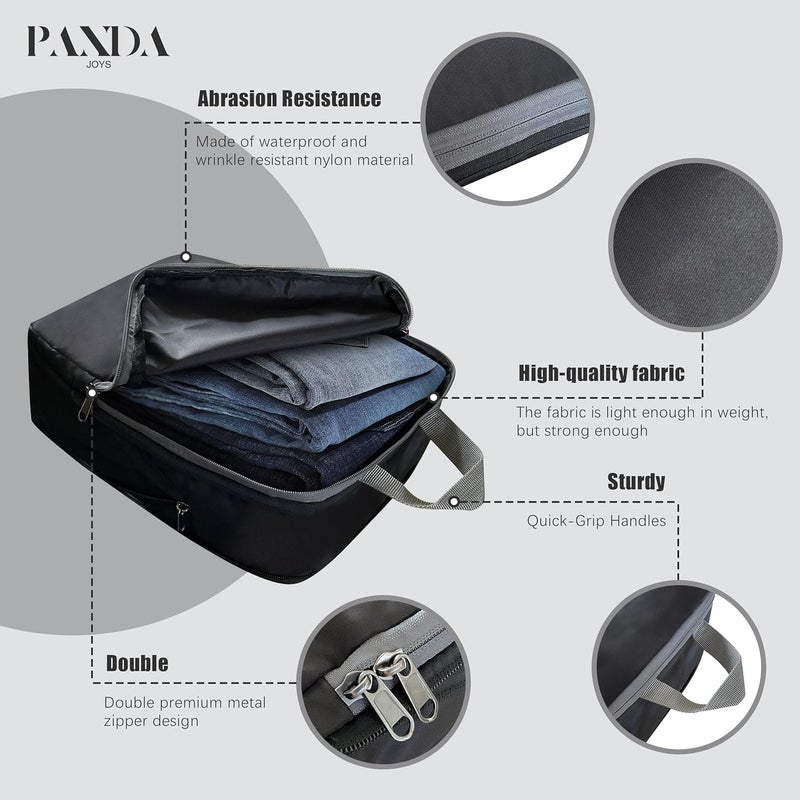 PANDA JOYS 4 Set Compression Packing Cubes Travel - Travel Accessories Expandable Packing Organizers for Carry On - Essentials Luggage Bags - Black - Image 4